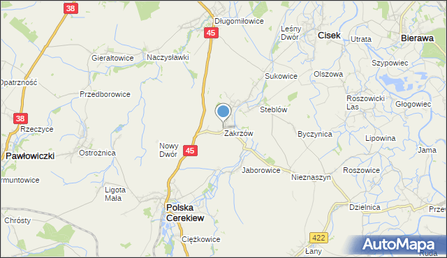 mapa Zakrzów, Zakrzów gmina Polska Cerekiew na mapie Targeo